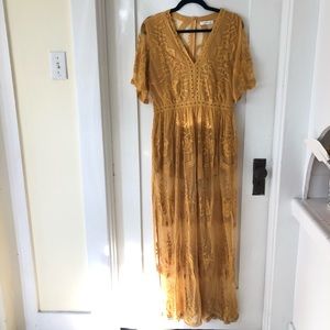 Yellow lace maxi dress